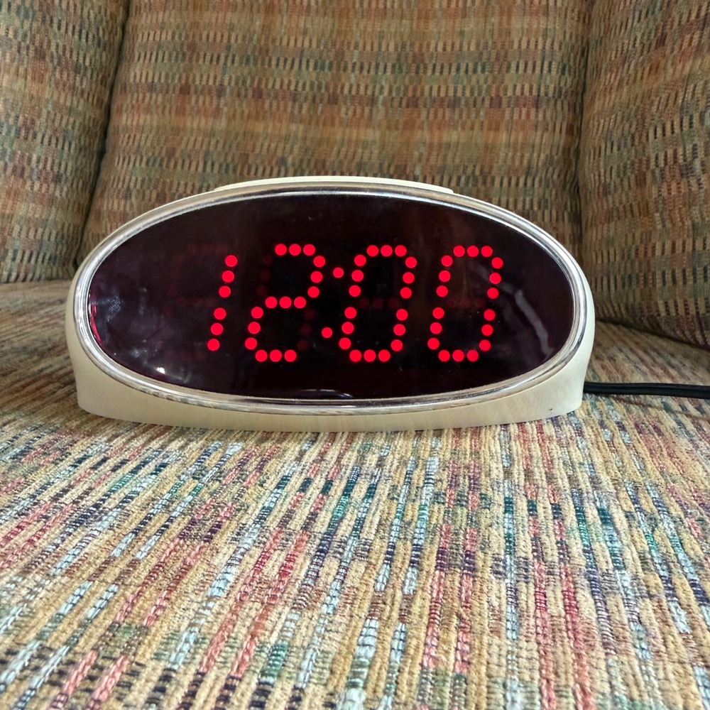 Vintage Digital Alarm Clock Litech 5150 Oval Red Dot LED Display Retro Futurism